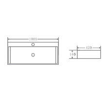 Vento 600mm Rectangular Ceramic Left Drainer Above Counter Basin